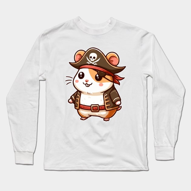 cute pirate hamster Long Sleeve T-Shirt by fikriamrullah